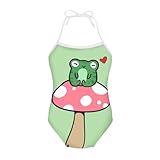 Hawapod Mushroom Frog Green Baby Girls' Swimwear Bathing Suit for Girls Swimsuits Teen Kids Summer Beach Sport Swim Clothing