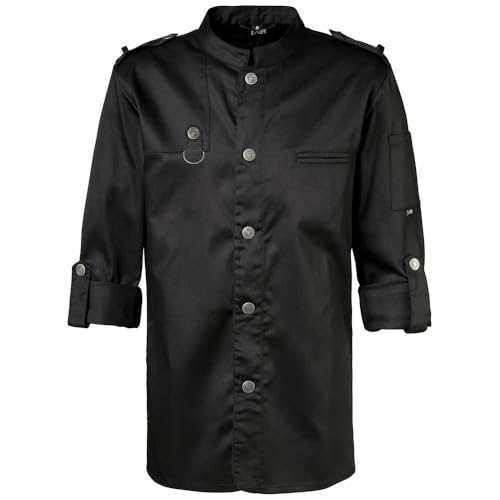 EXNER Kochjacke Bikerstyle, Langarm verstellbar, Druckknöpfe, Fb. schwarz, Gr. XL
