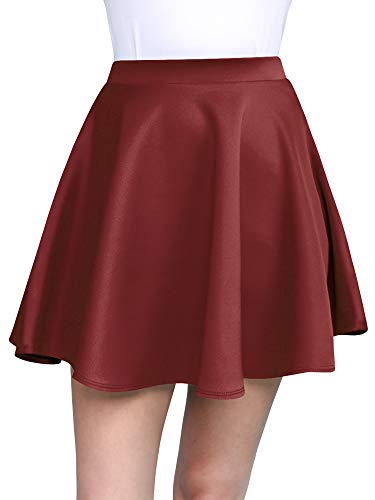 Made By Johnny Mbj Wb211 Women'S Basic Versatile Stretchy Flared Skater Skirt For Girl L Wine thumb #2