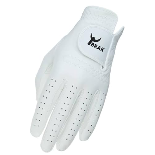 Image of Ushopwedrop Golf Gloves for Men Left Hand Leather Golf Gripper | Breathable Stretch Fit, Grip Gloves for Right Handed Golfer, Durable White Sports Glove (M Large)
