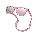 Pro Acme TPEE Polarisierte Baby Sonnenbrille mit Gurt-flexiblen Kleinkind-Sonnenbrillen für 0-24 Monate (Rosa Rahmen | Rosa Verspiegelt Linse)