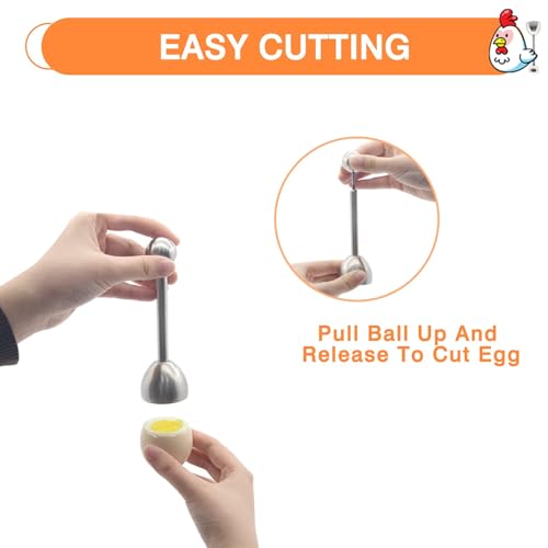 Egg Cutters Egg Cups, Egg Topper Stainless Steel Eggshell Cutter Kitchen Egg Opener Tool Egg Cracker Remover Egg Shell Separator Remover for Boiled Eggs, 6PCS Egg Holders Egg Stand Plates Egg Tray - Image 3