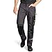 Produktbild Prisma Arbeitshosen Männer Cargohose Herren mit Elastischem Bund, Hammerschlaufe, Zwei Vordertaschen, Verstärkte Knie mit Kniepolstertaschen, Reflektierende Elemente - Grau/Grün EU56