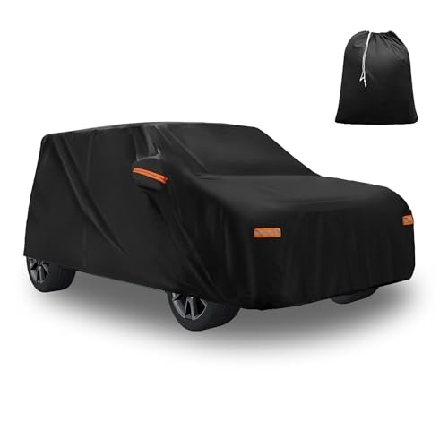 Image of ACROPIX Car Cover for Kia Soul 2009-2024 210D-PU Oxford Outdoor Full Car Cover All Weather Waterproof Windproof Sun Protection with Driver Door Zipper Black Car Parts