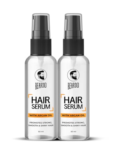 Beardo Hair Serum (50 ml x 2) | Serum for men | Serum for hair smoothing | Argan Oil & Almond Oil | Adds Shine | Daily use| For All Hair Types | Frizz free hair