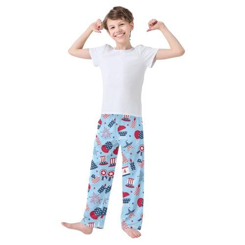 ZZXXB American Independence Day Boys Long Pants Soft Trousers Elastic Waist Kids Lounge Bottoms with Pockets S-XL2