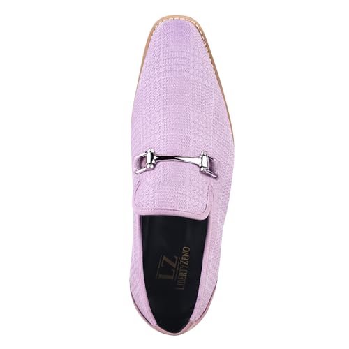Image of LIBERTYZENO Mens Tuxedo Canvas Textile and Suede Leather Noble Loafers and Slip On Wedding Party Shoes for Easter Gift