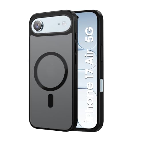 Image of CEDO Magnetic Cover for iPhone 17 Air | Compatible with MagSafe Wireless Charging | Matte Black Case Designed with Magnetic Lock Shockproof Edge Protection Backcover (Translucent Black)