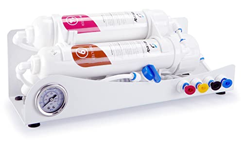 smardy Osmosesystem för akvarium omvänd osmos system 3 steg | Osmosevatten för akvaristik | havsvattenakvarium | vattenfilter kompakt | metallram | tryckmätare