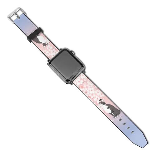 桜 さくら サクラ ネコ 猫柄 Apple Watch バンド 桜 さくら サクラ ネコ 猫柄 アップルウォッチバンド Apple Watch対応 レザー製 38mm 40mm 42mm 41mm 44mm 45mm 交換ストラッapple Watch S