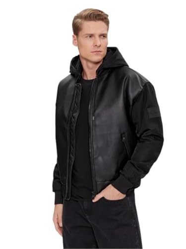 Blouson bomber Calvin Klein imperméable en similicuir avec finitions côtelées