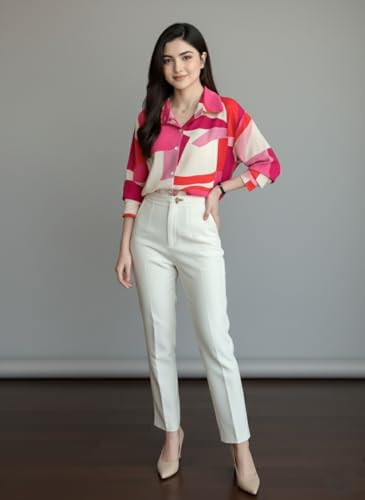Image of Trendy Queen Women's Printed Straight Mandarin Neck Shirt for Women's | Tops for Woman Shirts | Shirt for Women Stylish Western (SD778 S)