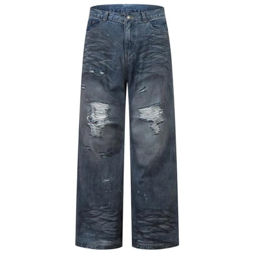 Men’s Painted & Splashed Baggy Jeans, Streetwear Loose Fit, Oversized Denim Trousers2