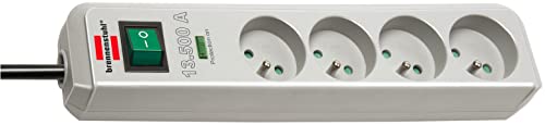 Brennenstuhl Eco-Line Trennleiste 4 Steckdosen mit Durchbruchschutz (Steckdosenleiste mit erhöhtem Kontaktschutz, Auslöser und Kabel 1,5m) lichtgrau