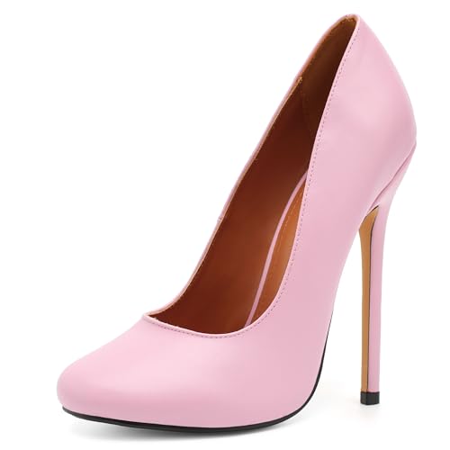 Image of Unisex High Heels for Men and Women 5.5 Inch Stiletto Heels | Round Toe Pumps Sexy Dress Party Shoes