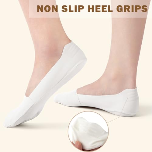 Image of Sofier No Show Socks Womens, Non Slip Low Cut 6 Pairs Thin Silky Dress Footies Liner Invisible Socks Flats Loafers Sneakers