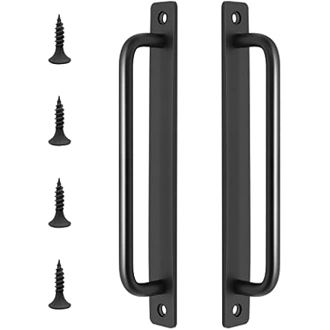 BLLREMIPSUR 2 Pack Barn Door Handles, 7.5 inch Hole Center Sliding Door Handle, Black Aluminium Alloy Cabinet Door Handles, Hardware Pull Handle for Closet Drawer Wooden Door Cover