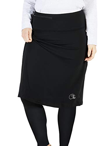 Chic Women's Tennis Skirt | Golf Skirt Skort | Athletic Skirt w/Long Leggings | Black, 22 | 3XL