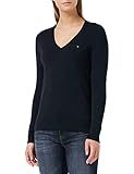 Tommy Hilfiger Damen Strickpullover Heritage V-Nk Sweater mit V-Ausschnitt, Blau (Midnight), XL