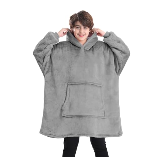 Gentlewarm Blanket Hoodie for Kids Oversized Blanket Hoodie for Girls Boys Wearable Blanket Hoodie Sweatshirt Super Soft Sherpa Fleece Dressing Gown Throw Hooded Rob with Pocket