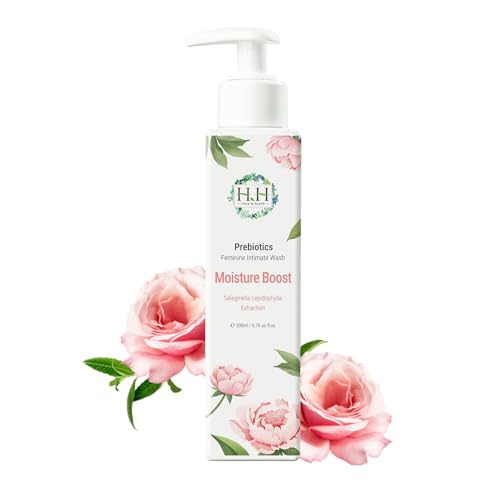Image of HH Herb & Health Prebiotics Feminine Wash for Women, Moisture Boost, pH3.6 Cleanser with Botanical Extracts, Hydrating Intimate Care for Odor, Dry Skin, Rose Scent