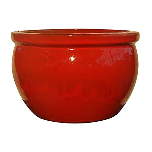 TucanoHamburg Blumentopf, Modell Bamboo in rot 50x32cm, frostfest