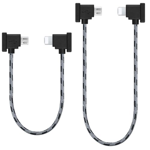 1FT+ 0.5FT(2 pack) USB Micro to iOS DJI Remote Controller Cable for DJI Mavic Mini(1st Gen) Mini SE Mavic Pro Spark 2 Pro Zoom Mavic Air Platinum Phone/Tablet 90 Degree Data OTG Cord Accessories