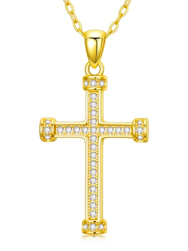 KQ&TTENG 14K Gold Cross Necklaces for Women Dainty Cross Necklace Faith Pendant Jewelry Gifts, 18