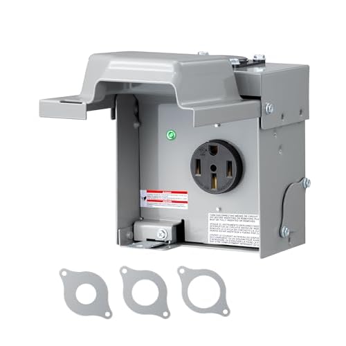 DEWENWILS 50 Amp RV Power Outlet Box, 125V/250V NEMA 14-50R RV Outlet Enclosed & Lockable, Weatherproof Outdoor RV Electrical Outlet for RV Camper Travel Trailer Motorhome, ETL Listed 50 Amp