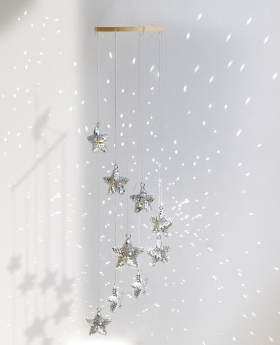 AceList Hanging Disco Ball Decor Star Sun Catcher, 35 Inch Handmade Light Reflecting Hanging Decor for Window, Indoor Room, Home Decor – Unique Sparkle Home Accent & Gift