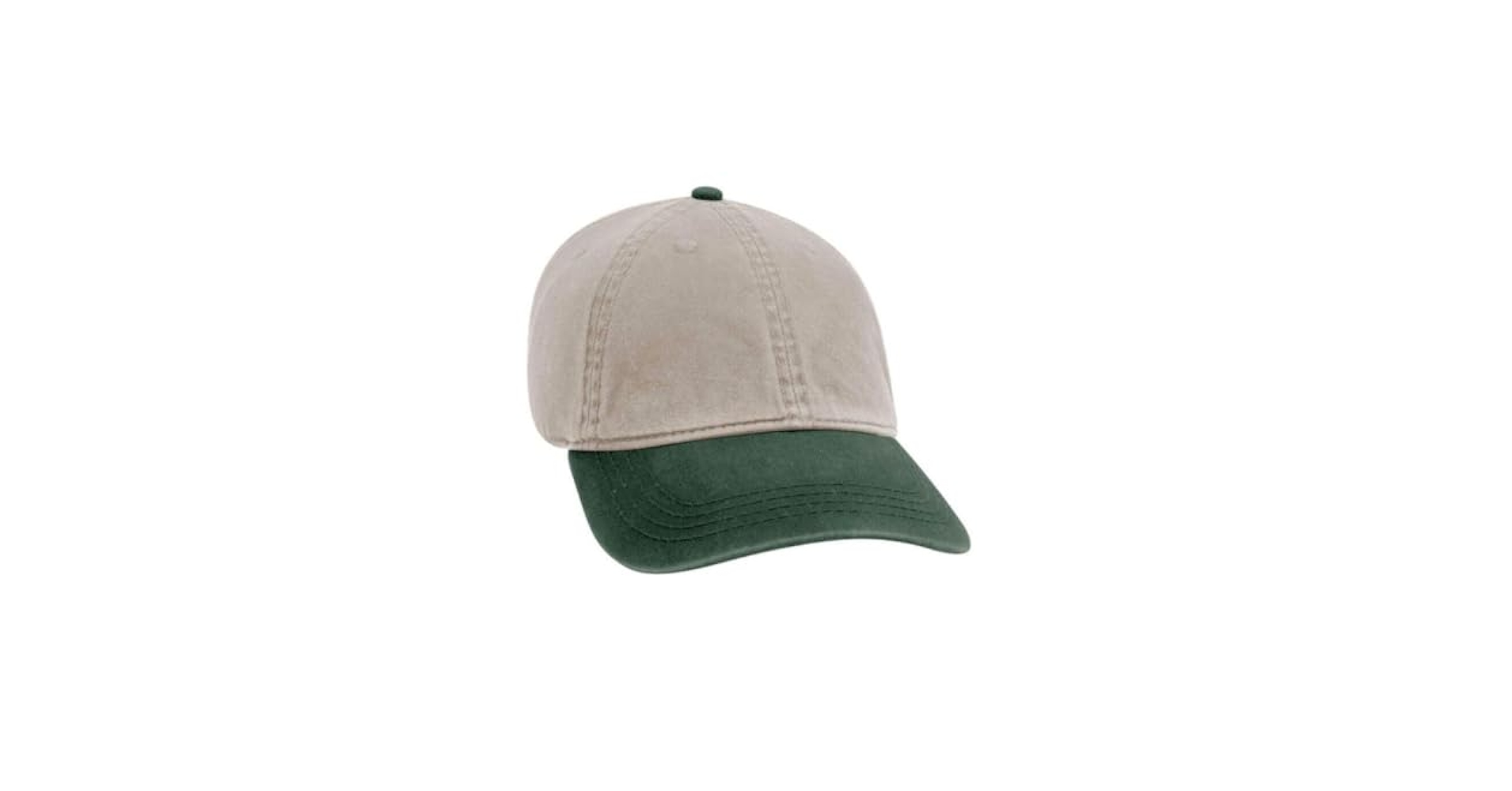 Generic Green Khaki Washed Cap 6 Panel Hat Curved Adjustable