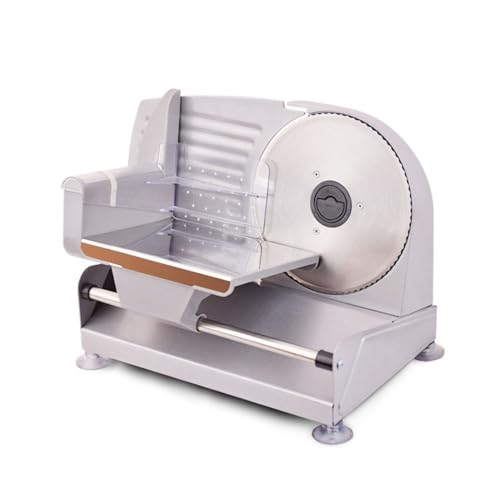 PAHION Trancheuse À Viande Électrique Trancheuse À Viande Robuste 0-15 Mm Épaisseur Réglable Tranches De Lame en Acier Inoxydable Universel Dentelé Ø 190 Mm pour Viande Congelée Charcuterie Fromage