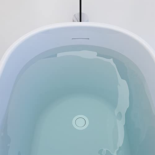 Image of 59 inch Acrylic Freestanding Bathtub, Single Slipper Free Standing Tub, Soaking Tub with Integrated Slotted Overflow, Toe-Tap Chrome Drain, cUPC Certified, Glossy White