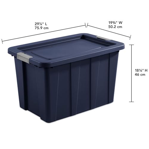 Image of Sterilite 8-Pack Storage Bins with Lids, Heavy Duty Totes, Tuff1, 30 Gallon, Dark Indigo