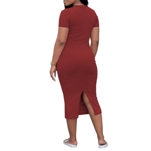 Image of TOPSRANI Women Sexy Midi Dress Bodycon Casual Sleeveless Basic Ruched Tank Summer Club Party Dresses