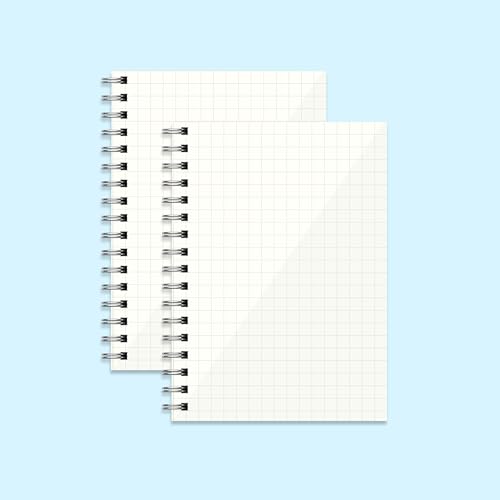 Image of PaperO A6 Square Grid Notebook Pack of 3 | 100 GSM Natural Shade Paper | 5mm Graph Pages | 100 Pages | 4.1 x 5.8 Inch Compact Size | Acid-Free Paper | Durable Binding | Transparent Cover | Ideal for Notes, Math & Sketching