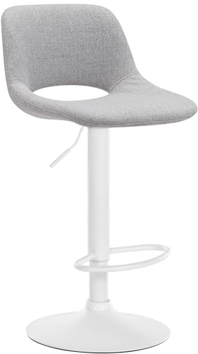 CLP Tabouret de Bar Camden I Revêtement en Tissu I Pivotant, Couleur:Gris Clair, Matériel du Cadre:métal Blanc Mat