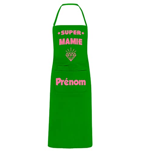 Tablier Vert Personnalisé Super Mamie DIAMANT : cuisine et pâtisserie