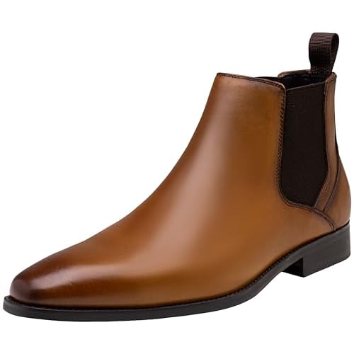 Jousen Men's Chelsea Boots Polished Premium Leather Ankle Dress Boots Classic Retro Slip On Boots for Men