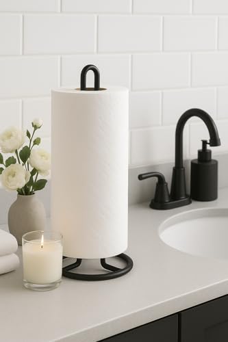 Image of Craft Expertise Tissue Paper Holder - Black Iron Toilet Paper Holder for Bathroom -Toilet Roll Holder & Organizer - Durable Toilet Tissue Rack (Length 4.5 x Width 4.5 x Height 9 Inches) (Napkin-Cut)