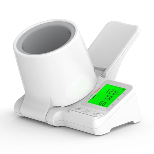 Pressione Sanguigna Macchina, HOLFENRY Braccio Superiore Macchina Digitale Della con Barile Mobile Progettato No-Tie Cuff Sfigmomanometro Funzione di Trasmissione Vocale per i Genitori Nonno Nonna