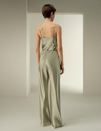 LilySilk Silk Satin Womens Trousers Ladies Work Pants with Elastic Waist Straight Leg for Women Business Casual4