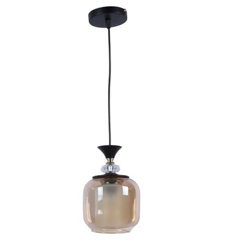 Image of ELIANTE Modern Glass Hanging Light for Living Room & Dining Area | Metal Ceiling Lamp with Elegant Glass Shade | 3 Years Warranty | Free Bulb (Smokora)