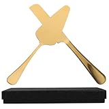 Milisten Juego de Cuchillo y Pala para Pasteles de Acero Inoxidable, Mango Largo Dorado, Herramienta para Servir Tartas y Pizzas en Fiestas y Aniversarios, Fácil Limpieza, Corte Preciso