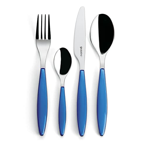 Guzzini, Ménagère 24 Pièces, 15,8 x 7,5 x h25,5 cm, Bleu Méditerranée