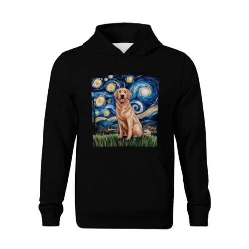 Kids Vintage Golden Retriever Night Boys Girls Lightweight Kangaroo Pocket Fleece Hoodies2