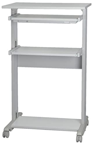 RS PRO Computerarbeitsplatz Grau, Weiß, auf Rollen mit Tastaturablage, B 680mm H 1100mm T 540mm aus Metall, Kunststoff