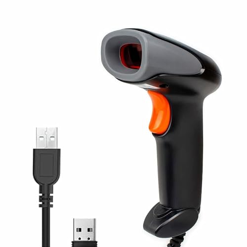 VENREA Wireless Barcode Scanner, USB Cordless 1D Laser Barcode Reader Handhold Bar Code Scanner with USB Receiver and 3.28ft Cable for Warehouse, Store, Supermarket, Black (VENREA-W6811-1D)