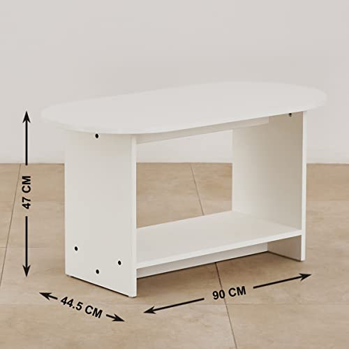 Image of Home Centre | Helios Reynan Coffee Table | Center Table for Living Room | Engineered Wood | White | 1 Year Warranty