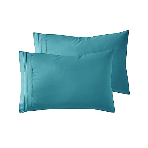 Nestl Teal Pillow Cases Queen Size Set of 2, Soft Queen Pillow Case, 1800 Microfiber Queen Pillow Cases 2, Pillowcases Queen, Envelope Closure Pillowcase, Pillow Covers Queen Size, 20x30 Inches